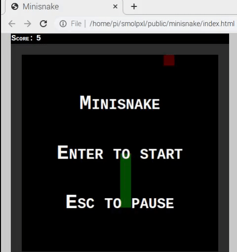 A finished snake game being played